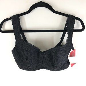Rosme Lingerie Bra Underwire Lace Full Coverage Black US Size 32DDD